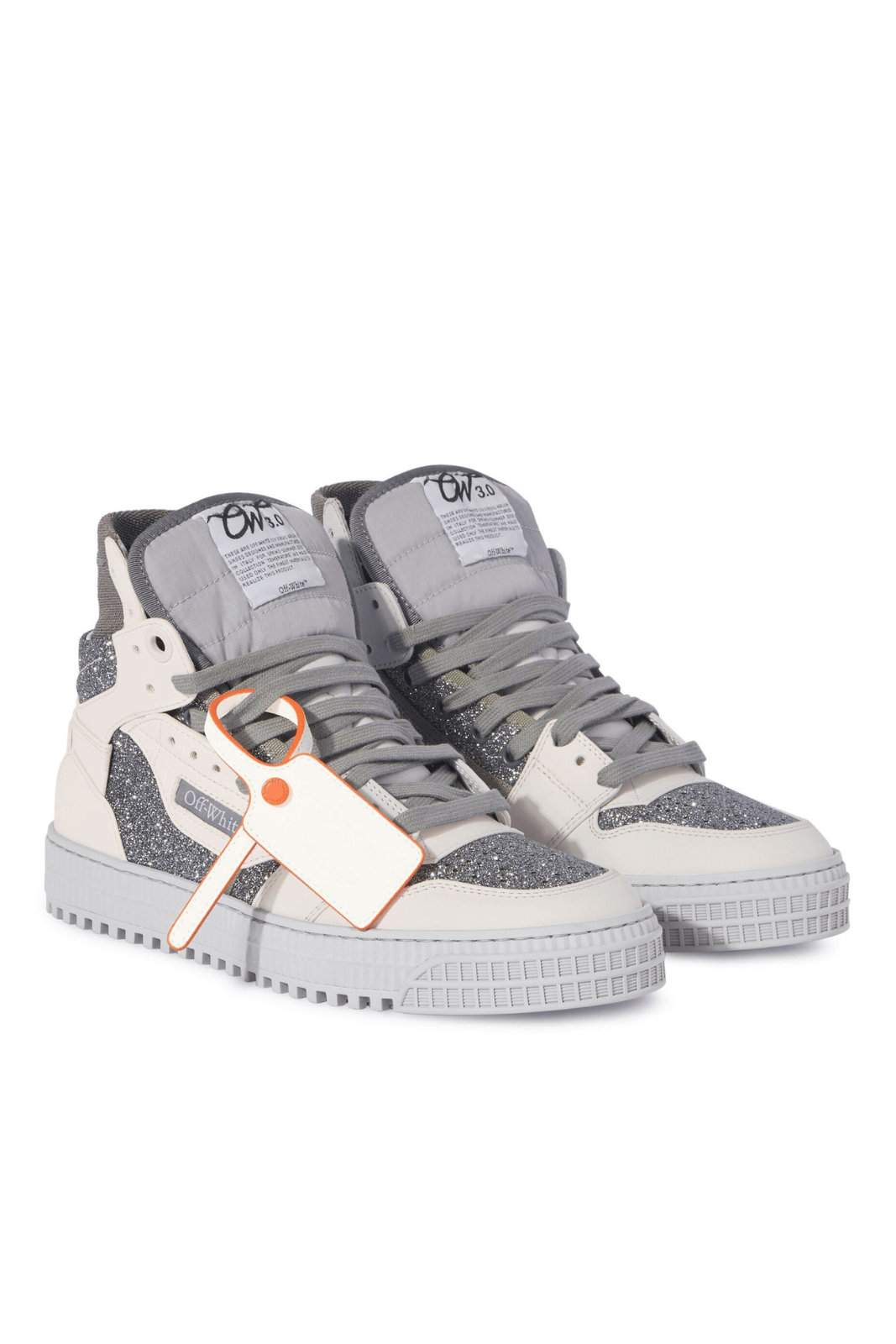 Дамски маратонки Off-White 3.0 Off Court, бели, сребристи
