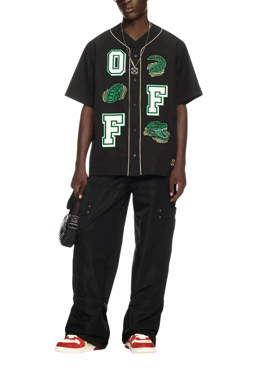 Спортен панталон с принт Diag, черен