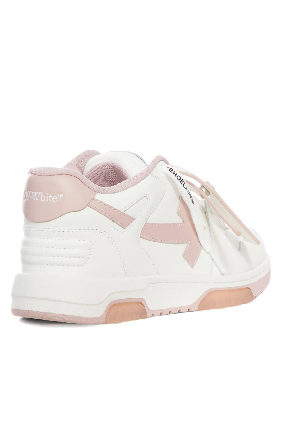 Off White lace-up panelled leather sneakers White Pink