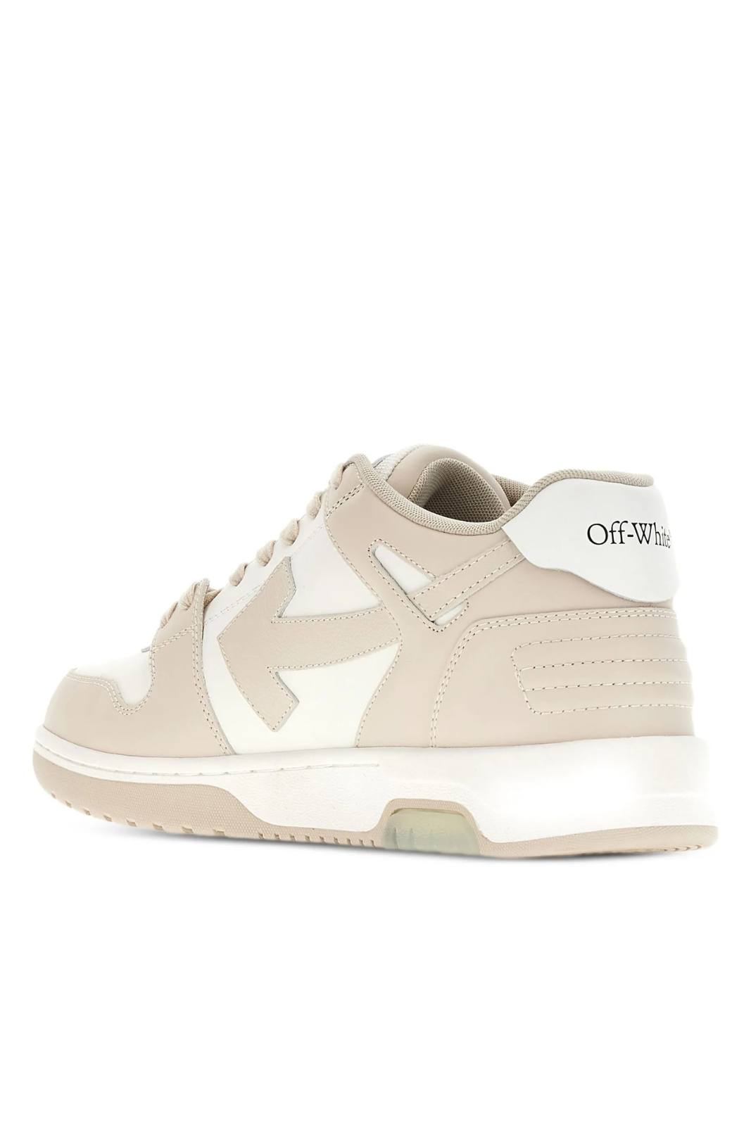 Off White Two-tone White Beige Leather Out Of Office Sneakers