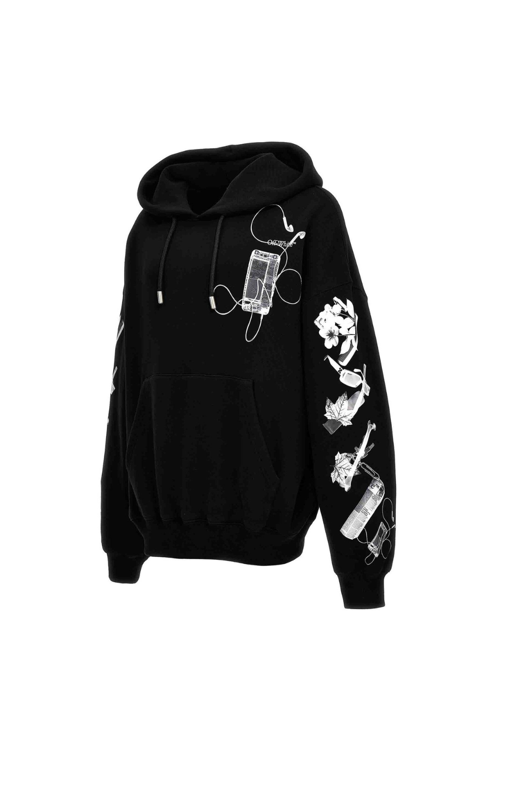 Off-White Scan Arrow Cotton Black Oversized Hoodie for men