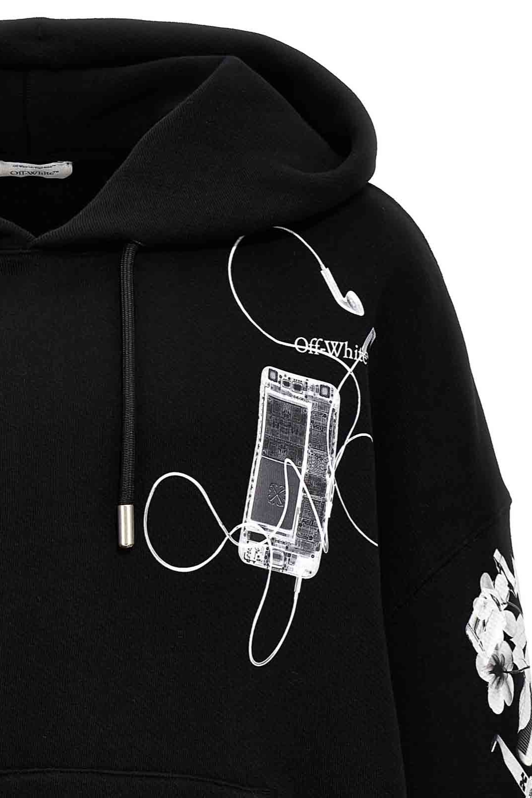  Off-White Scan Arrow Cotton Black Oversized Hoodie for men