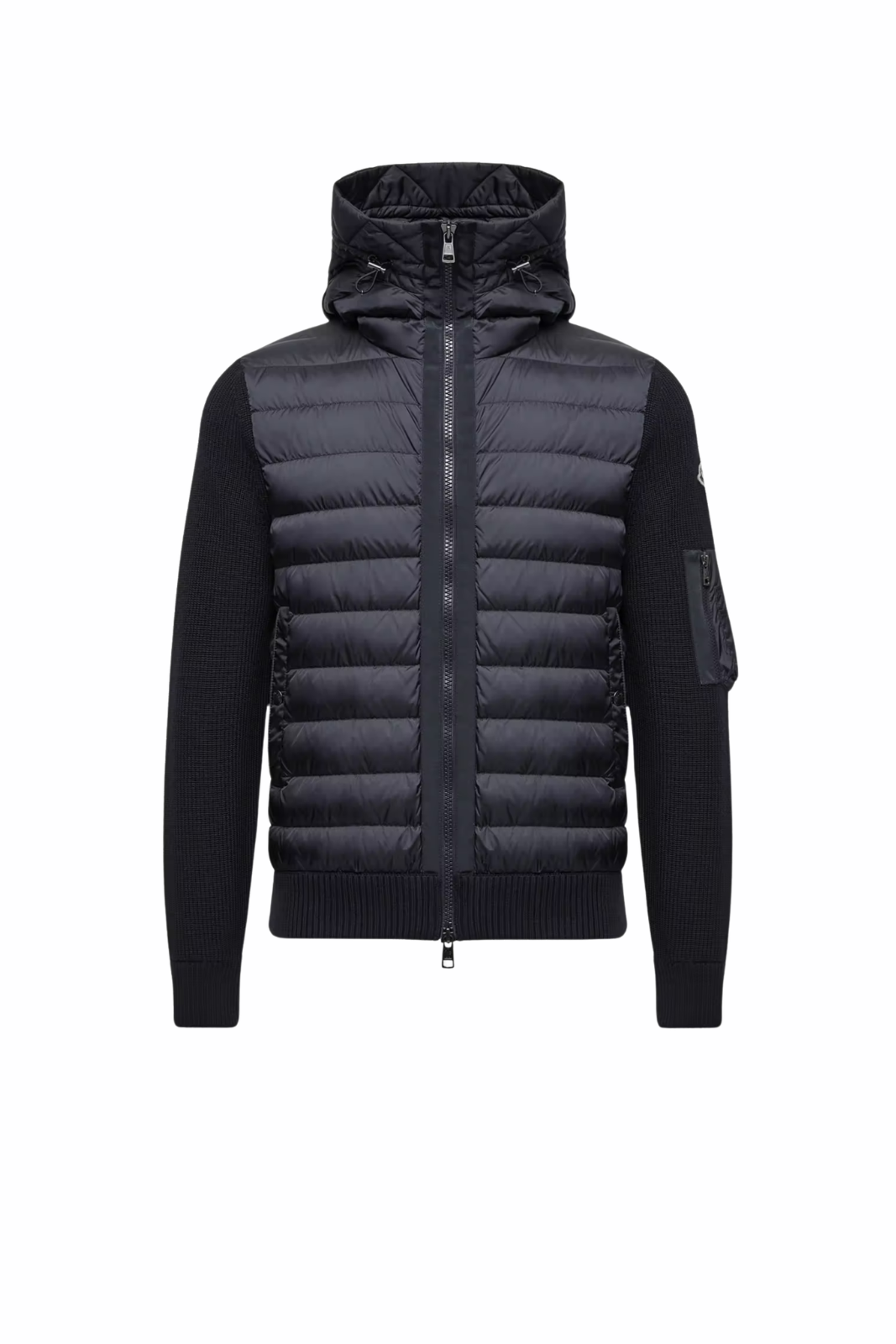 Яке с качулка Moncler Sassiere с детайли от лещи, черно