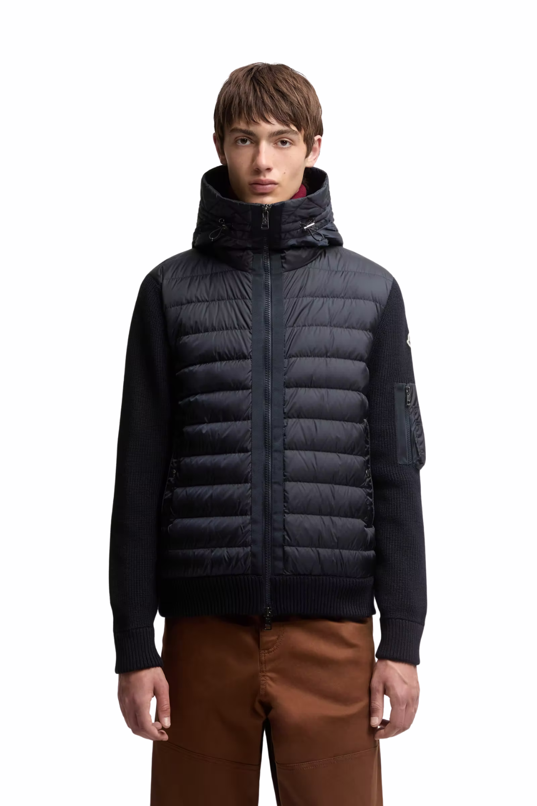 Яке с качулка Moncler Sassiere с детайли от лещи, черно
