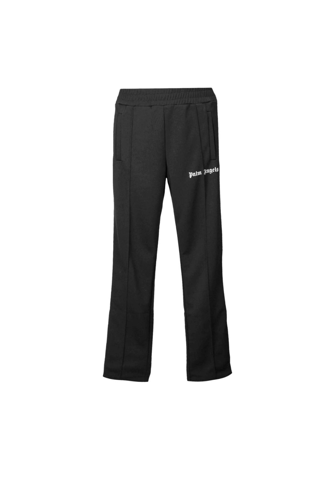 Palm Angels Classic Track Joggers in black and white with logo on the left thigh.