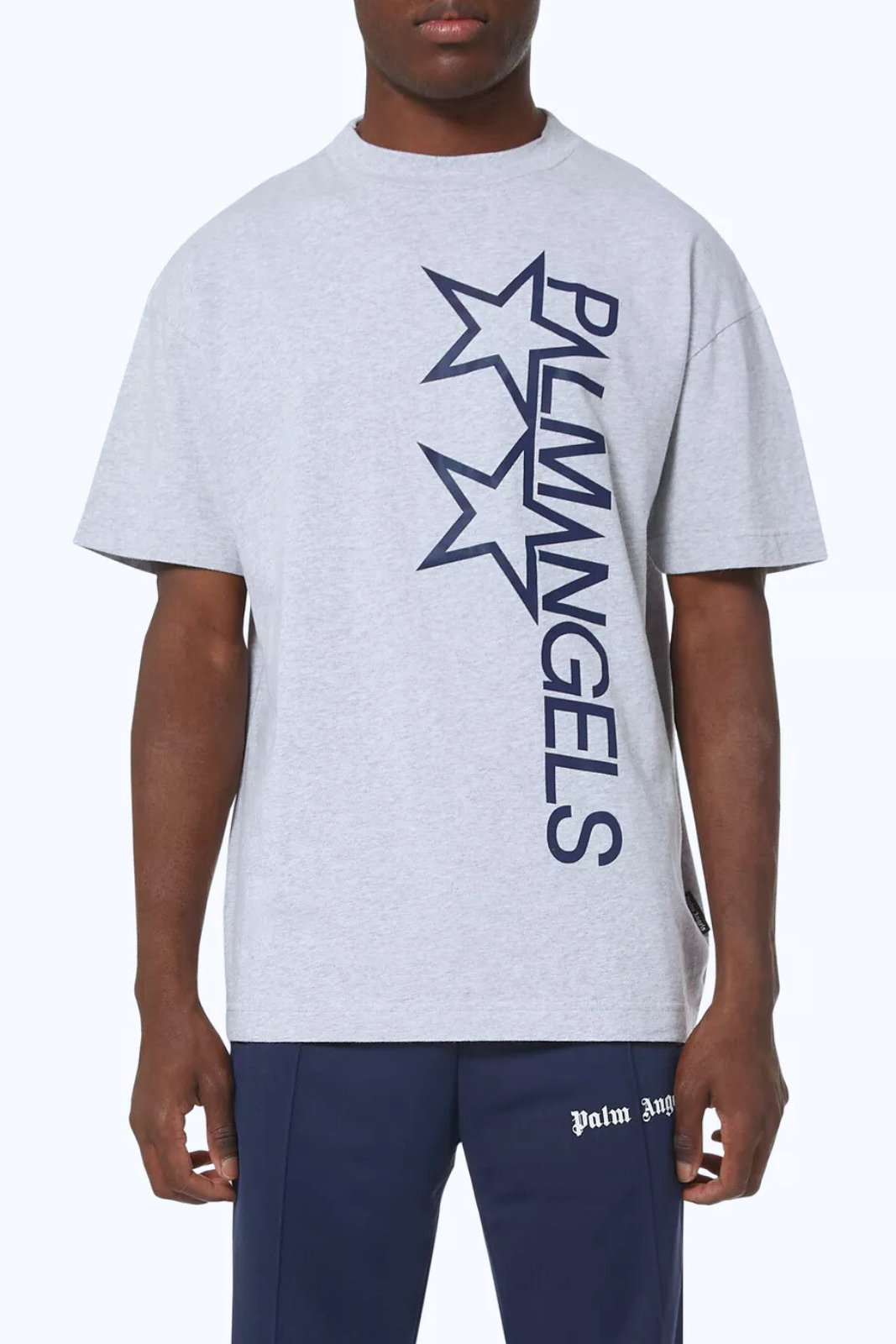 Palm Angels Grey Vertical Racing Star T-Shirt