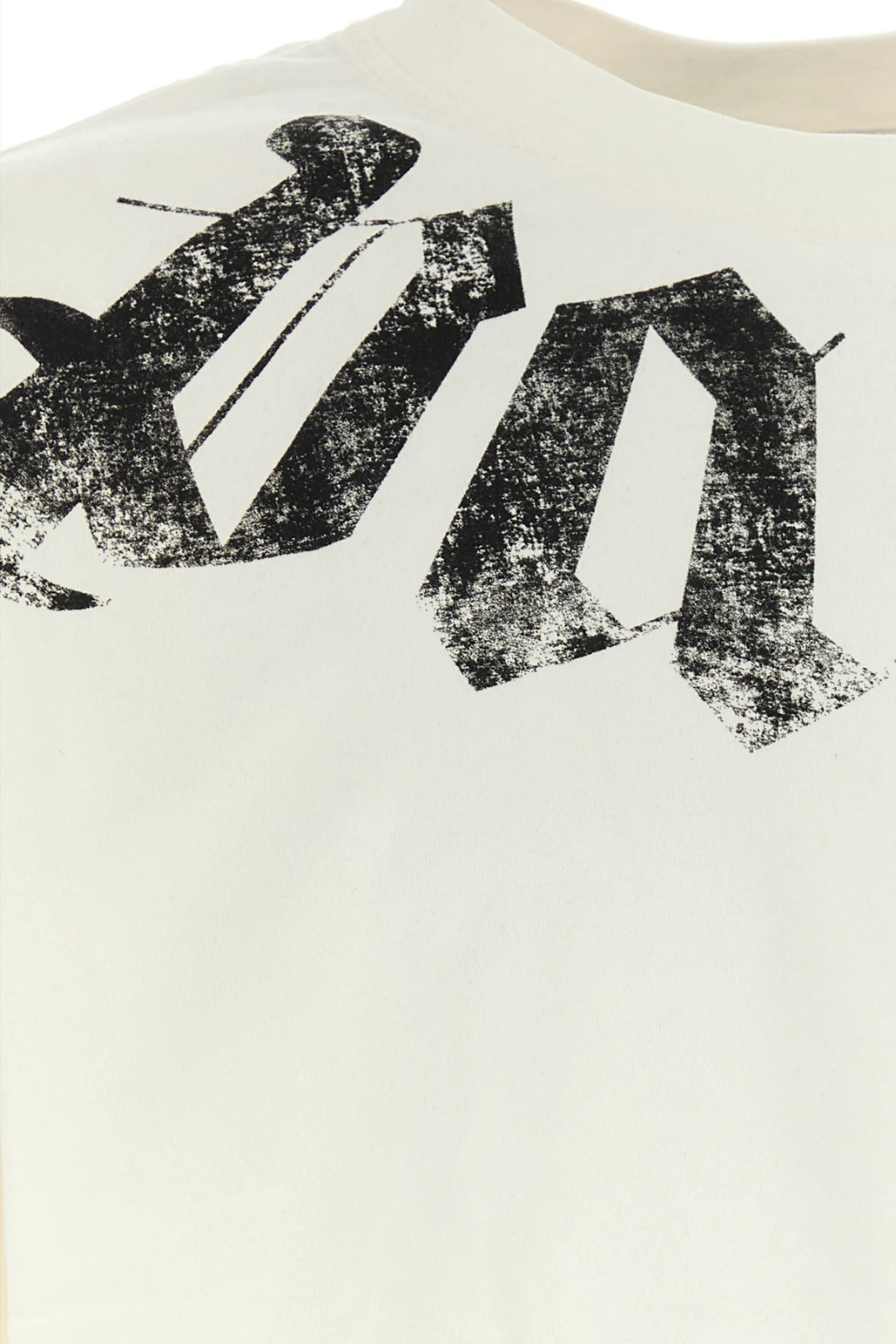 Palm Angels Big Neck Logo Loose Tee White cotton oversize t-shirt