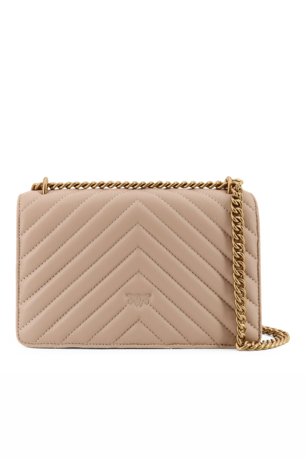 Pinko Love One Mini quilted leather shoulder bag Beige