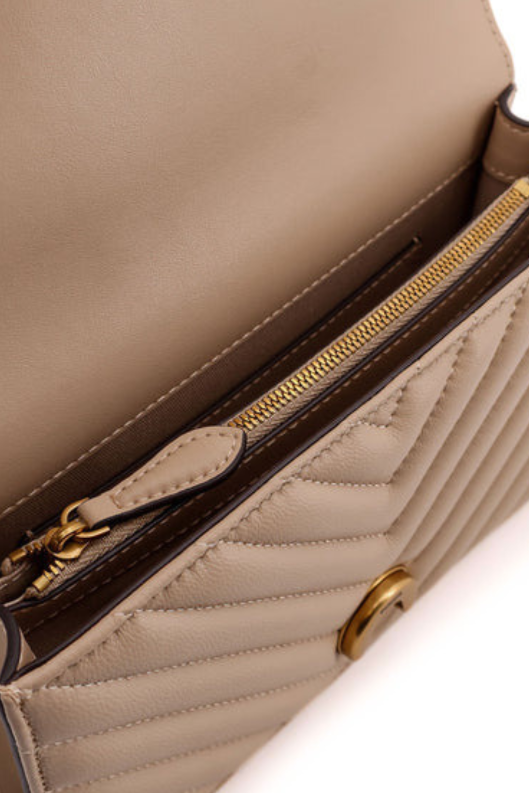 Pinko Love One Mini quilted leather shoulder bag Beige