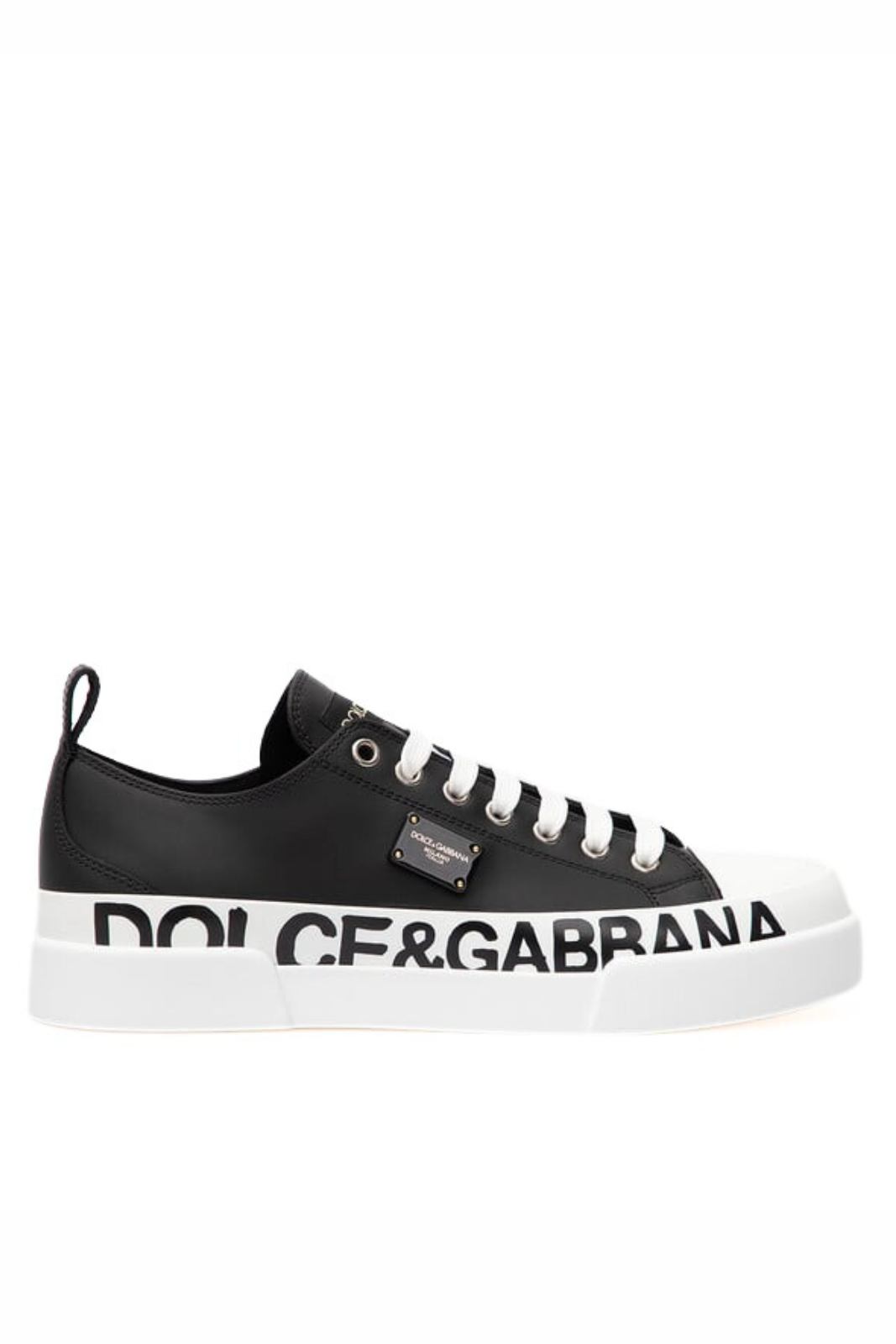 Dolce & Gabbana Portofino leather sneakers with logo Black White