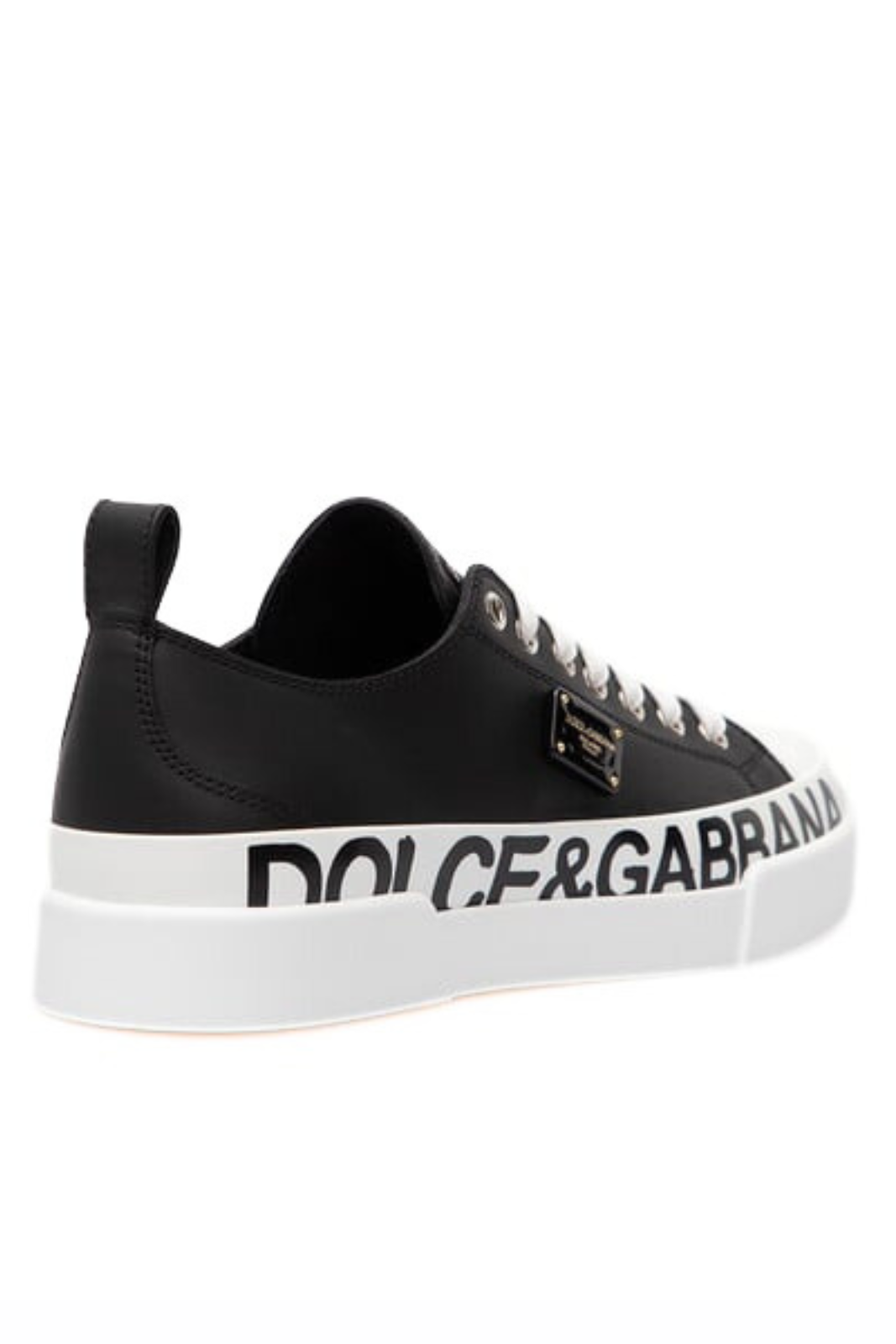 Dolce & Gabbana Portofino leather sneakers with logo Black White