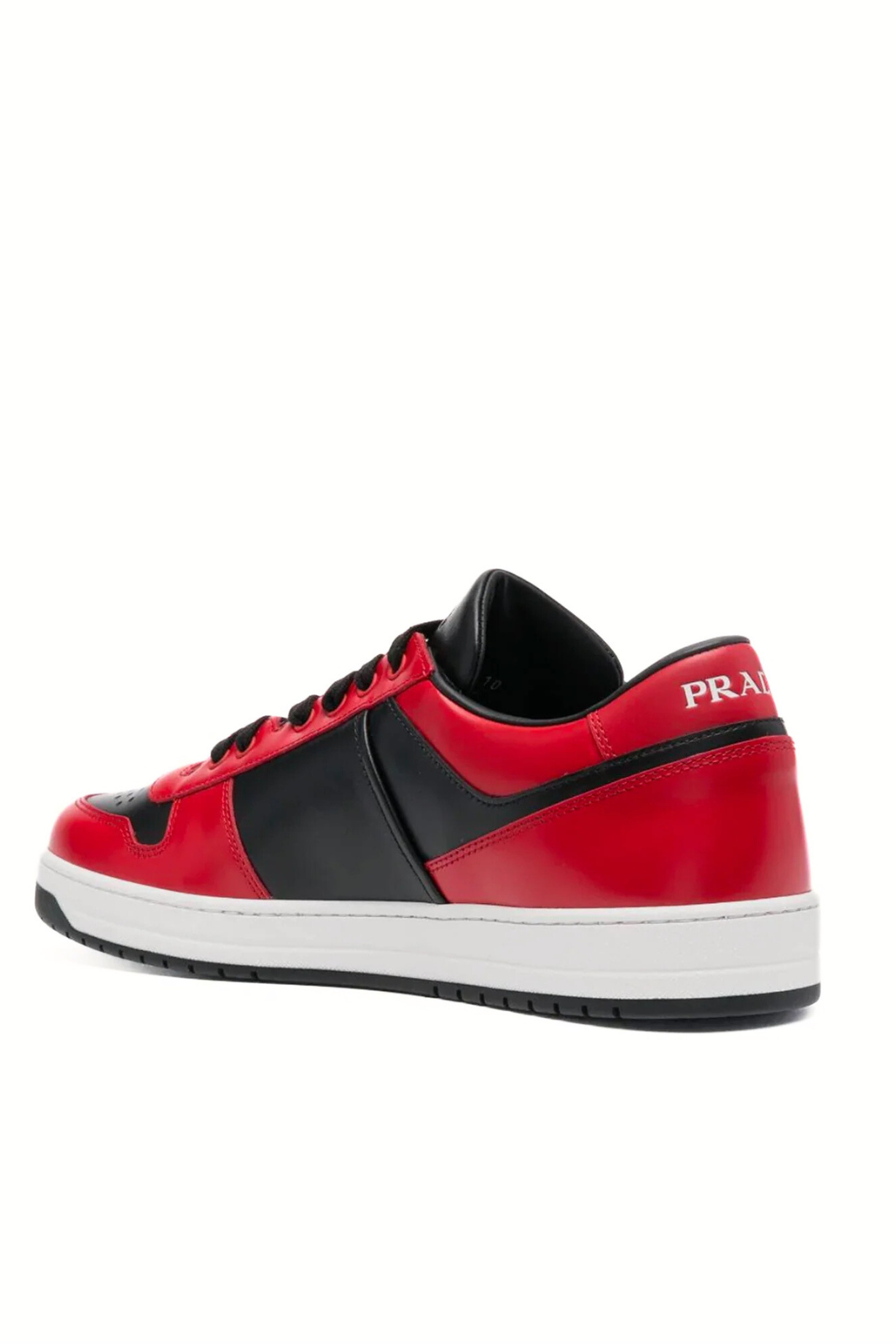 Prada Downtown Leather Red Black Low Top Sneakers