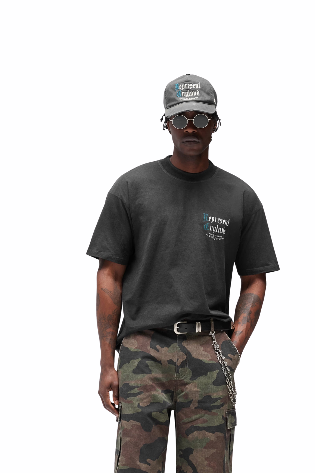 Represent Private Members T-Shirt in Stained Black