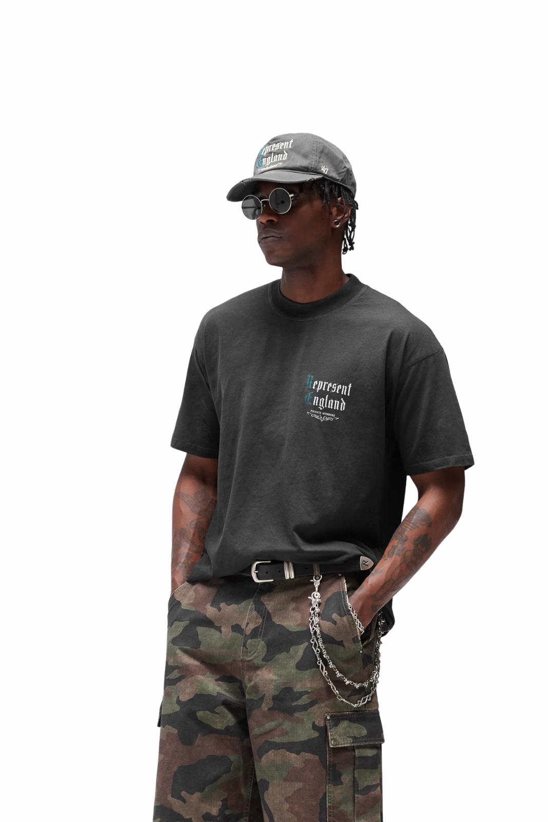 Represent Private Members T-Shirt in Stained Black
