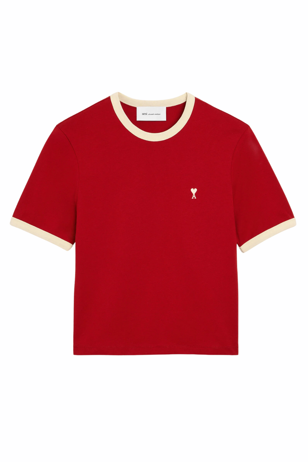 Ami Paris Red contrasted cotton t-shirt with Ami de Coeur