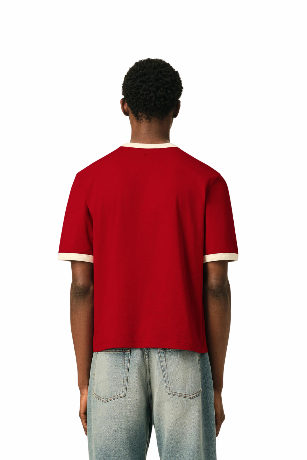 Ami Paris Red contrasted cotton t-shirt with Ami de Coeur