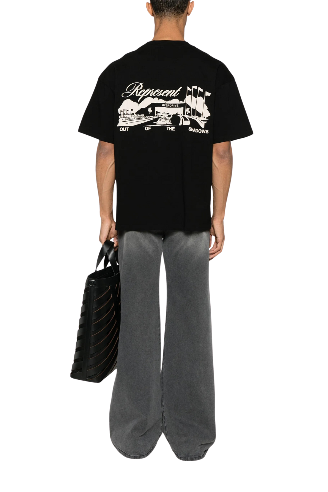 Тениска с щампа Represent Raceway, черна