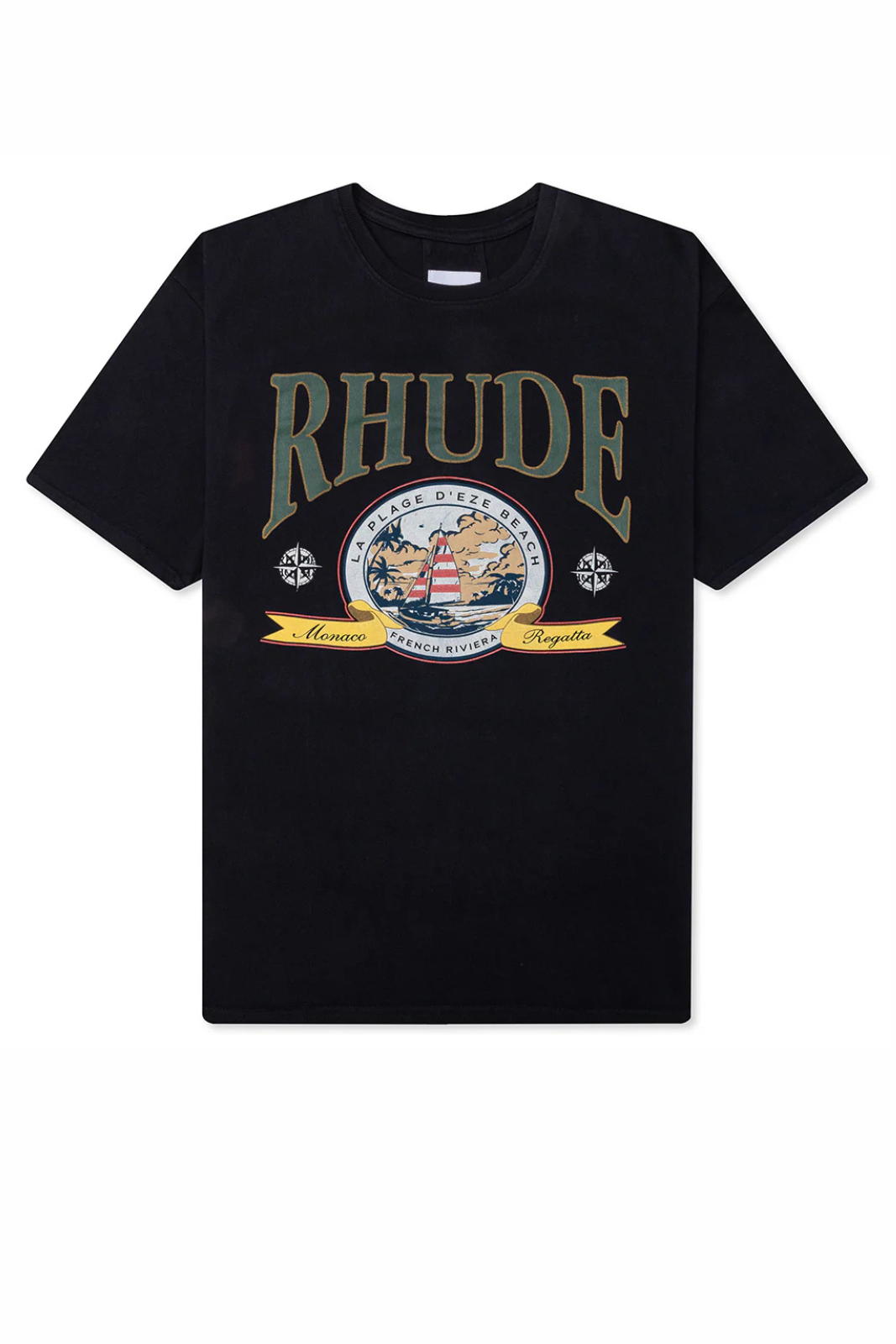 Rhude Monaco Regatta Tee Vintage Black T-Shirt for men
