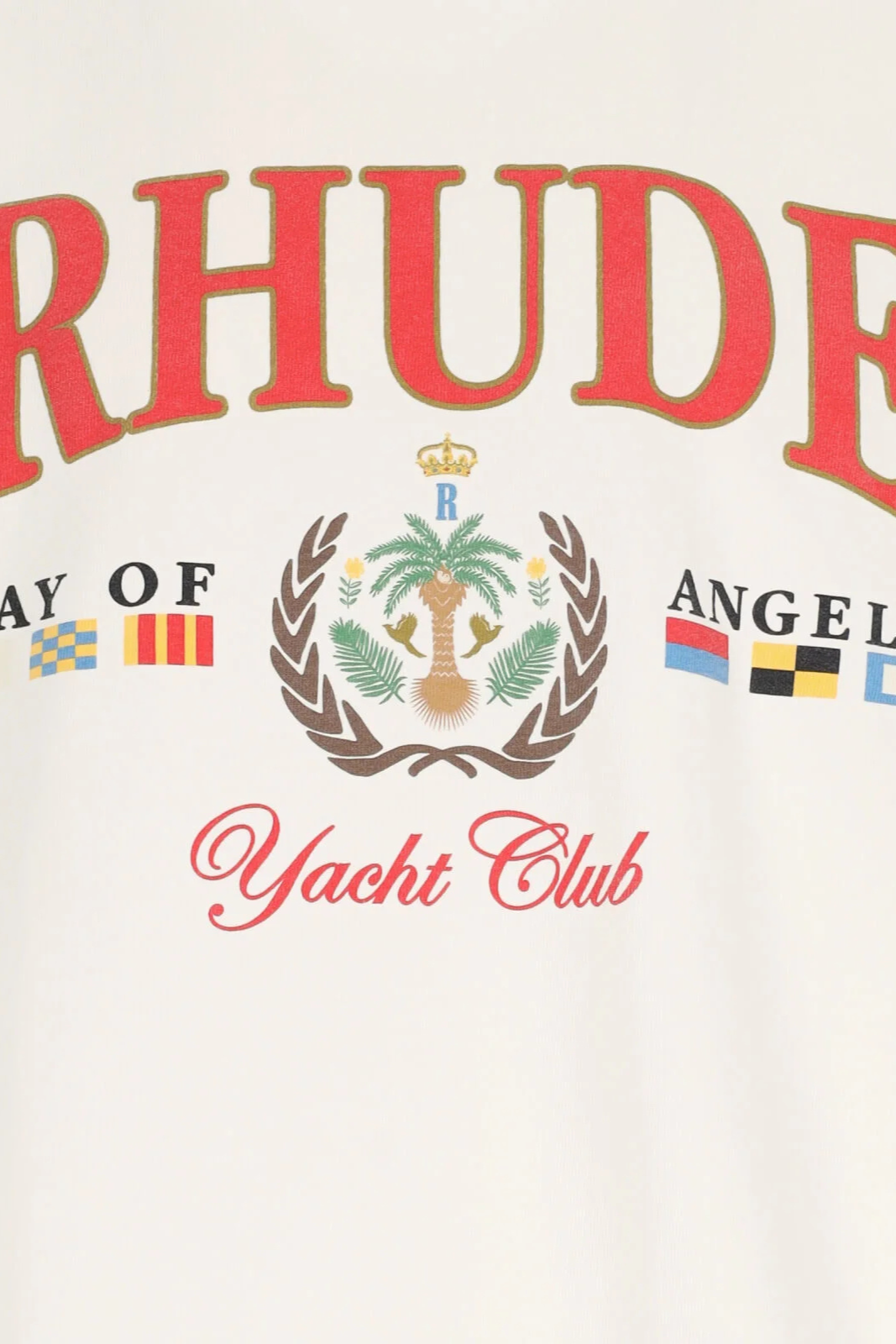 Logo with 'RHUDE' text and emblem on a white background