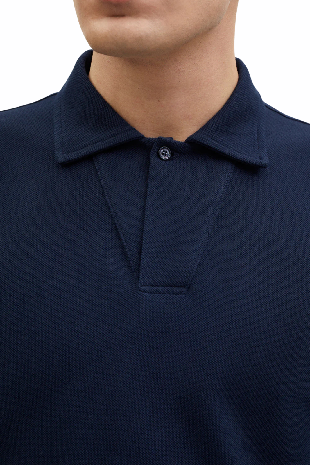 Rtknit The Organic Cotton Piqué Long Sleeve Polo dark blue