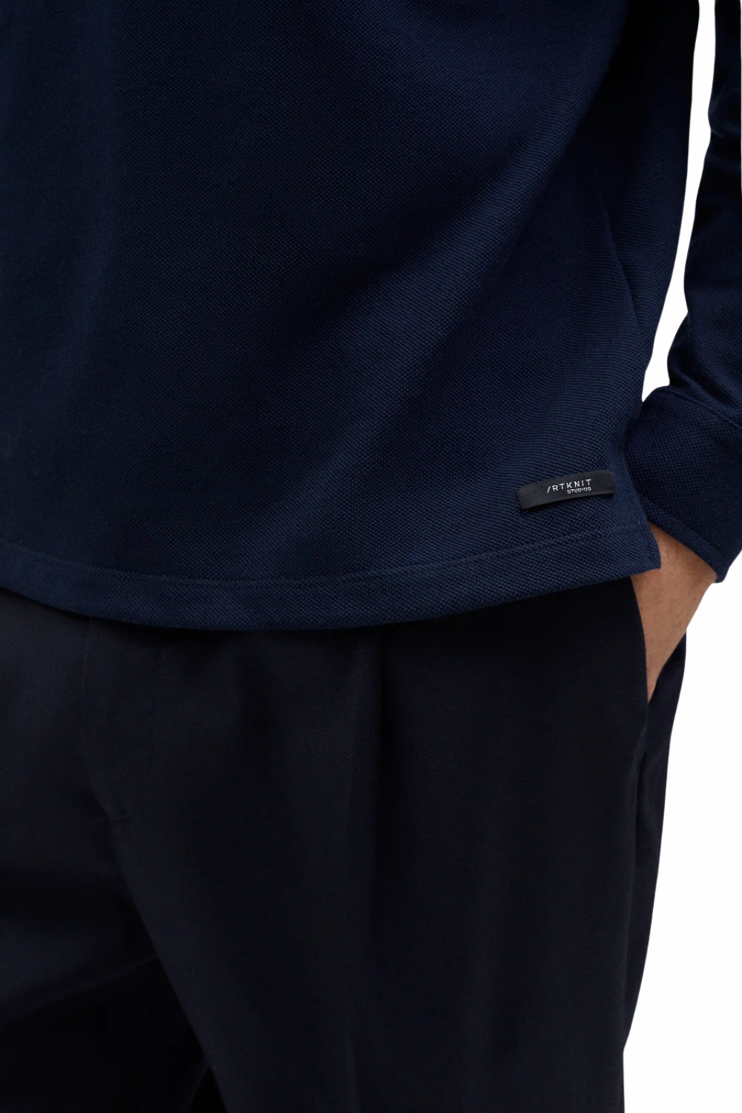 Rtknit The Organic Cotton Piqué Long Sleeve Polo dark blue