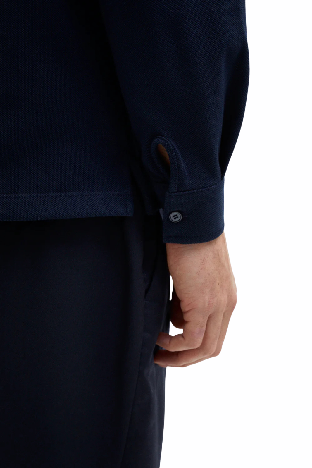 Rtknit The Organic Cotton Piqué Long Sleeve Polo dark blue