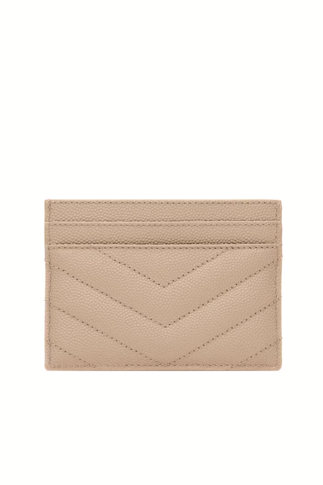 Saint Laurent Cassandre Matelasse card case in grain de poudre leather beige