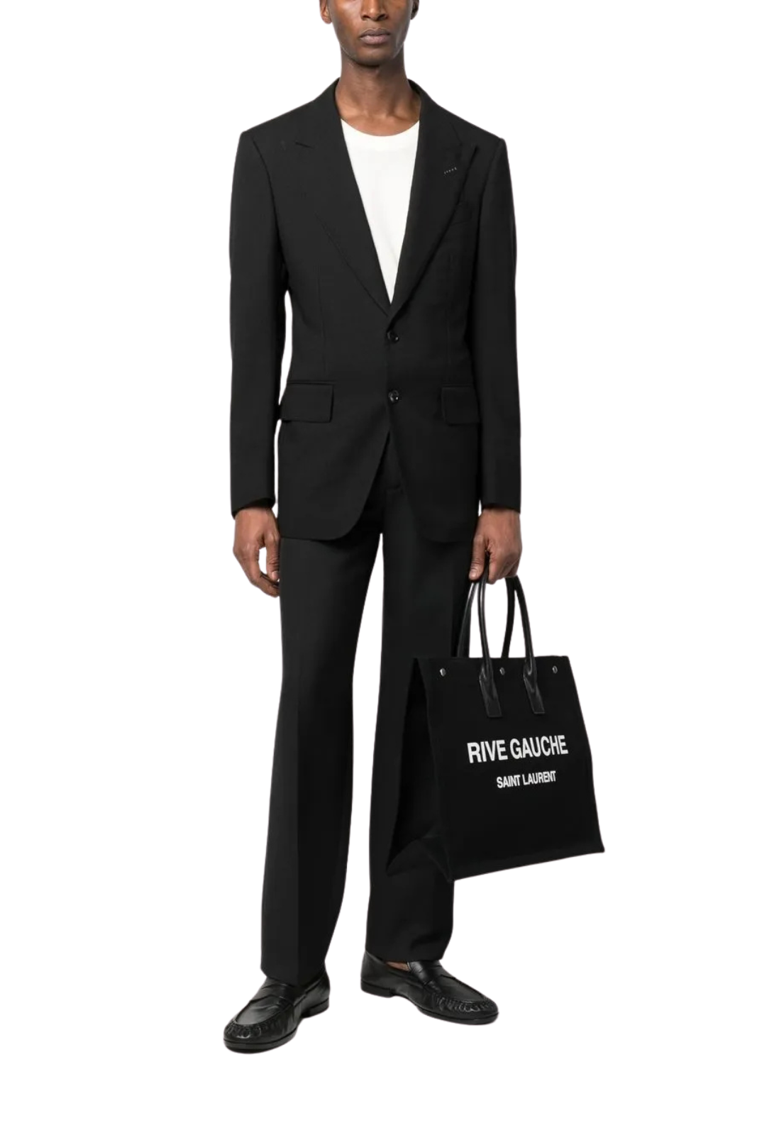 Saint Laurent large Rive Gauche tote bag Black white