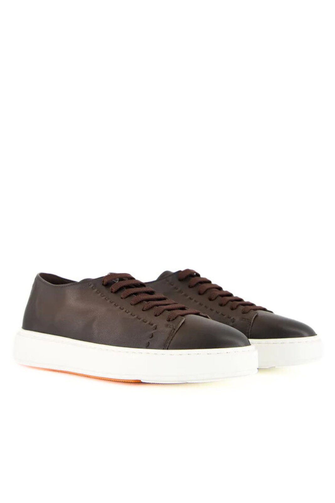 Santoni Brown Sneakers L-Top Clean Row Leather for men