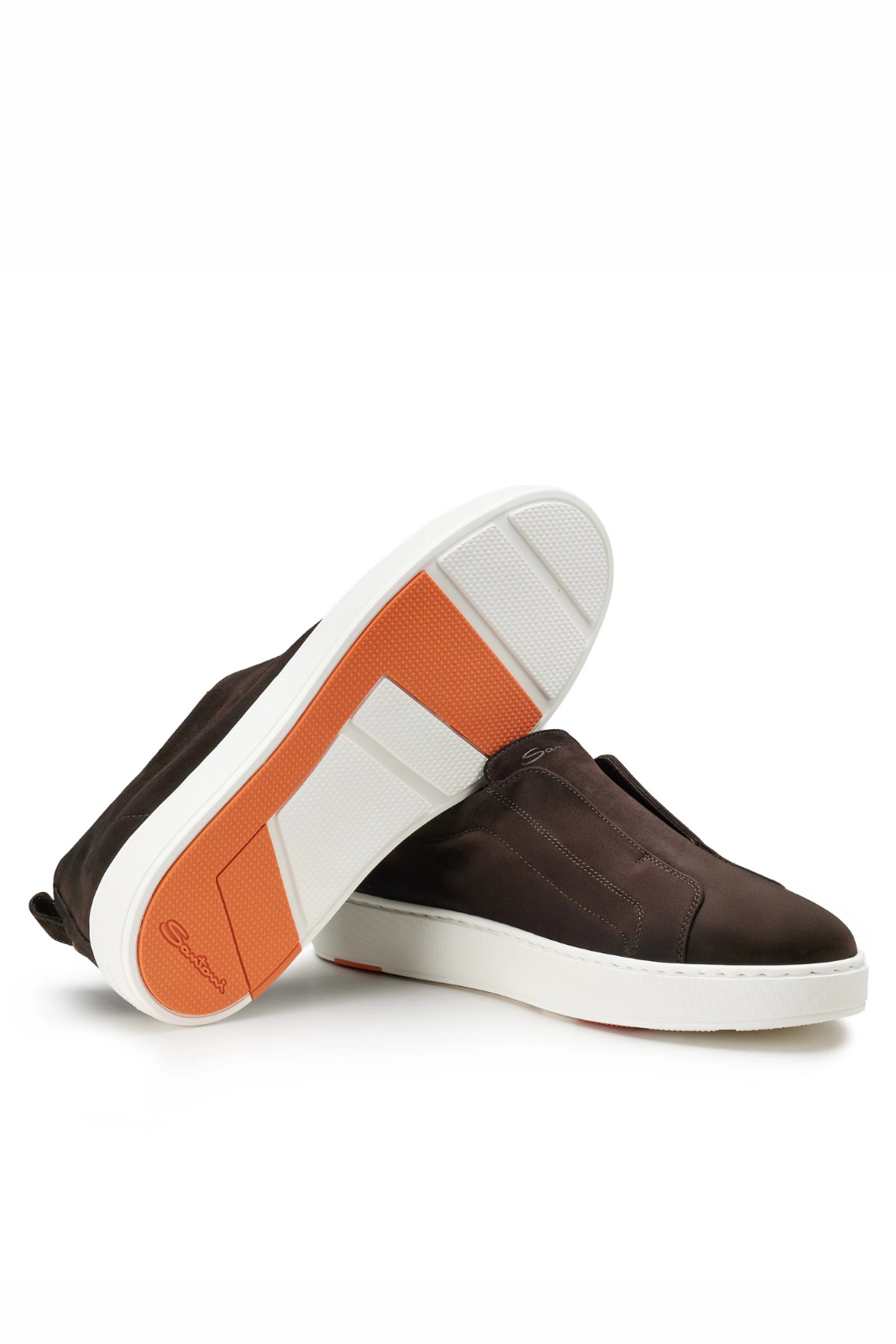 Santoni Men's slip-on suede sneakers in dark brown