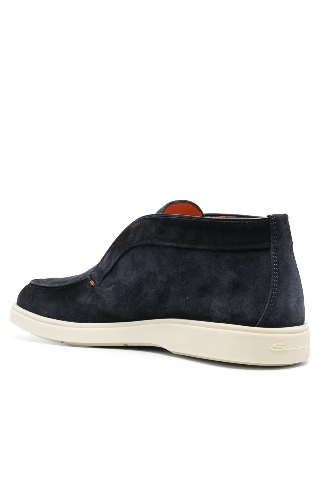Santoni tonal-stitching leather Navy Blue loafers