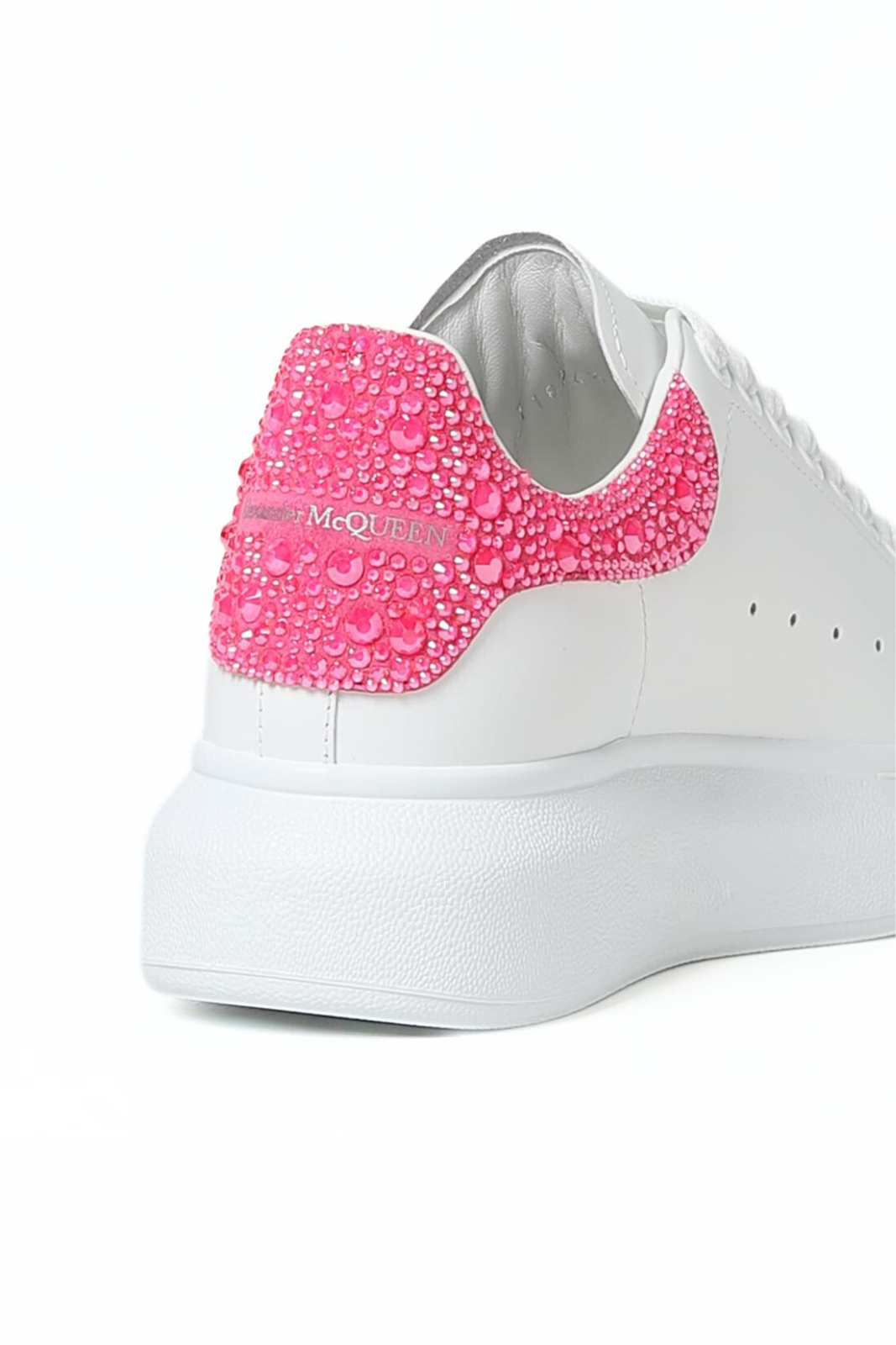 Alexander McQueen Larry sneakers in leather with rhinestones White Pink