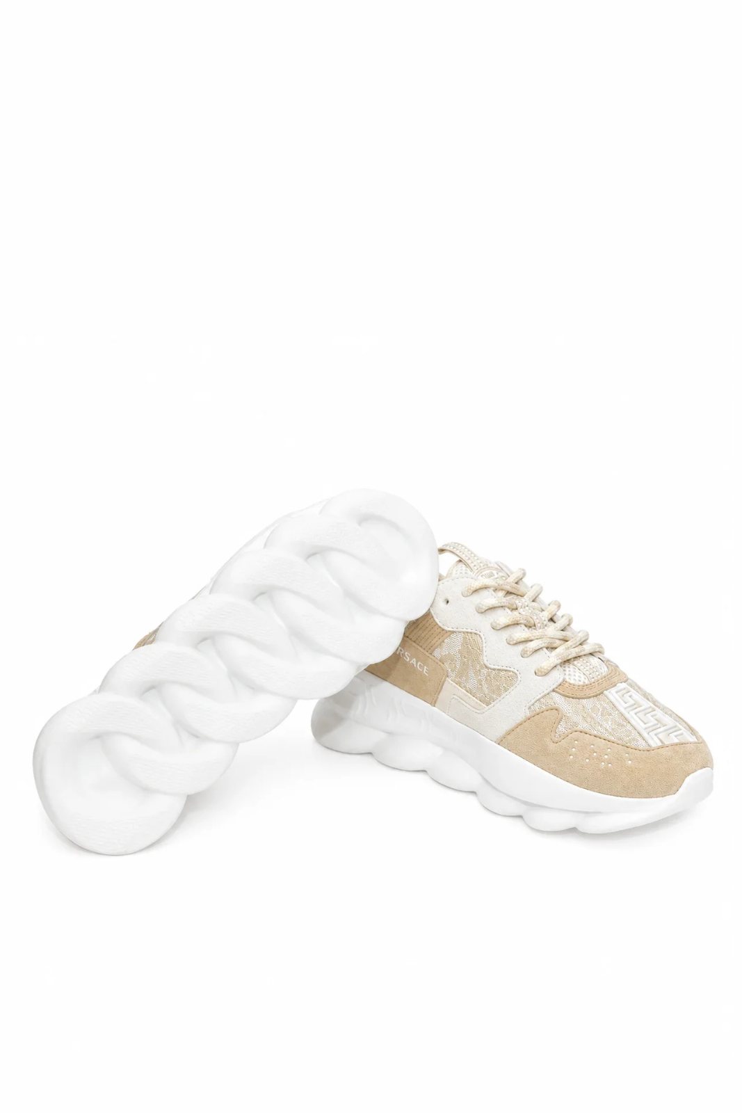 Versace Sneakers, Chain Reaction V2 Jacard, Cream