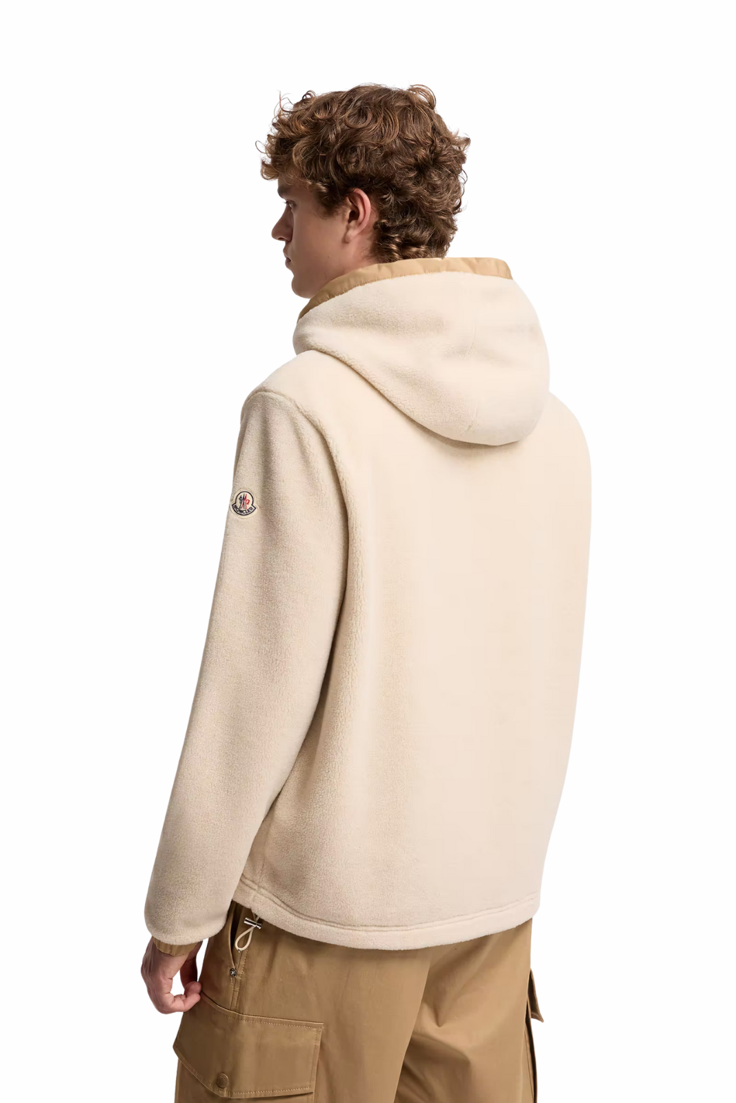 Moncler Teddy Zip-Up Hoodie Beige