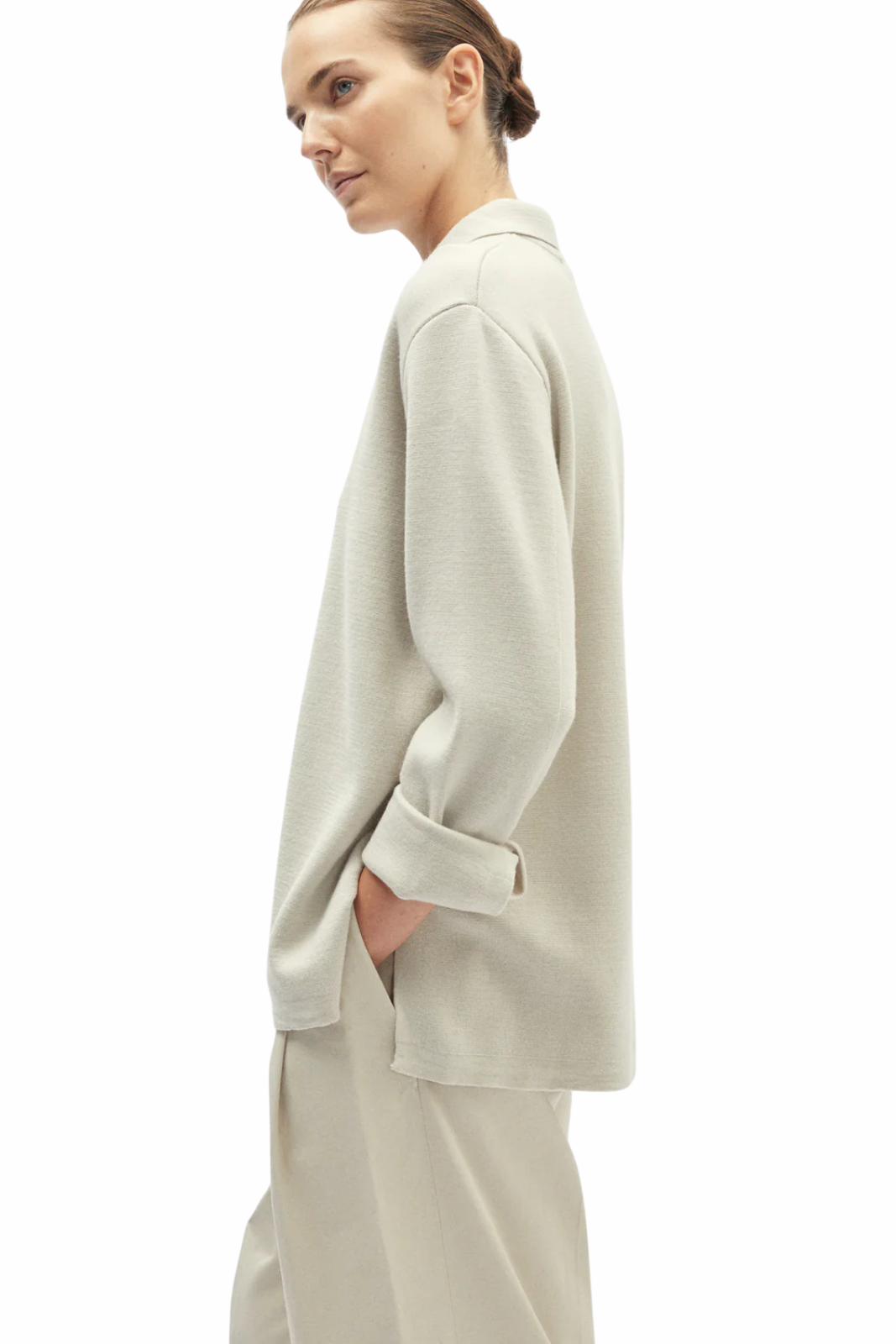 Rtknit The Merino Wool Polo Unisex Overshirt Beige