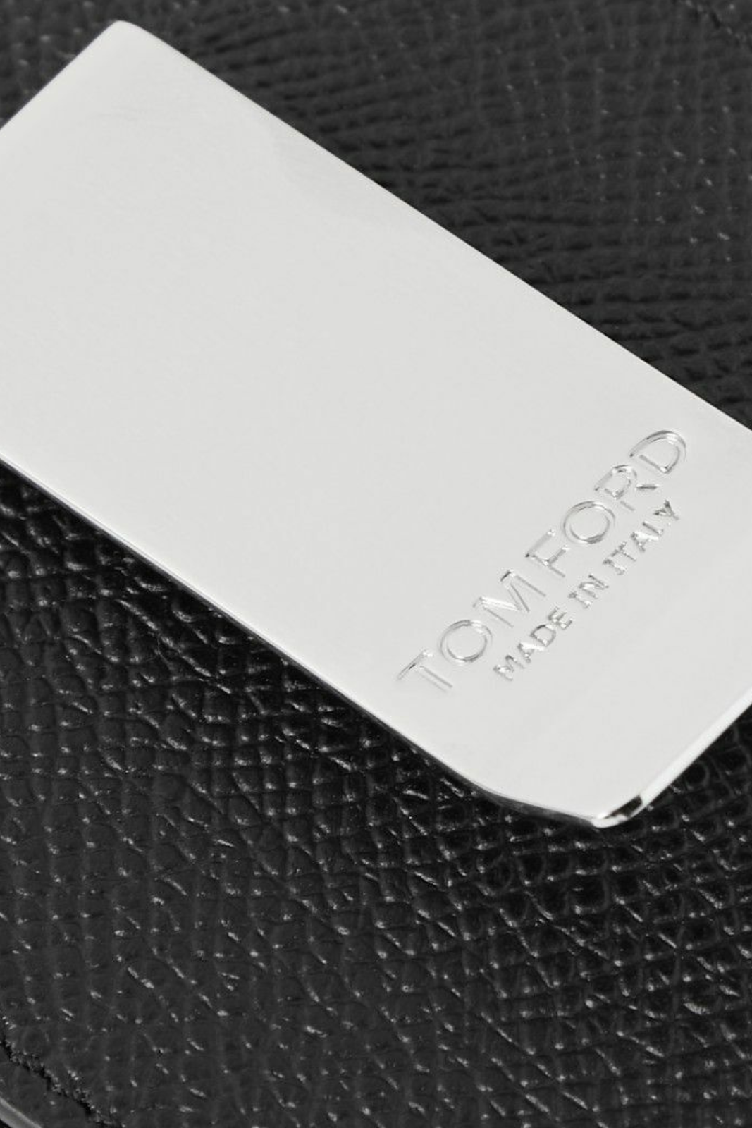 Tom Ford Full-Grain Leather Cardholder with Money Clip Black