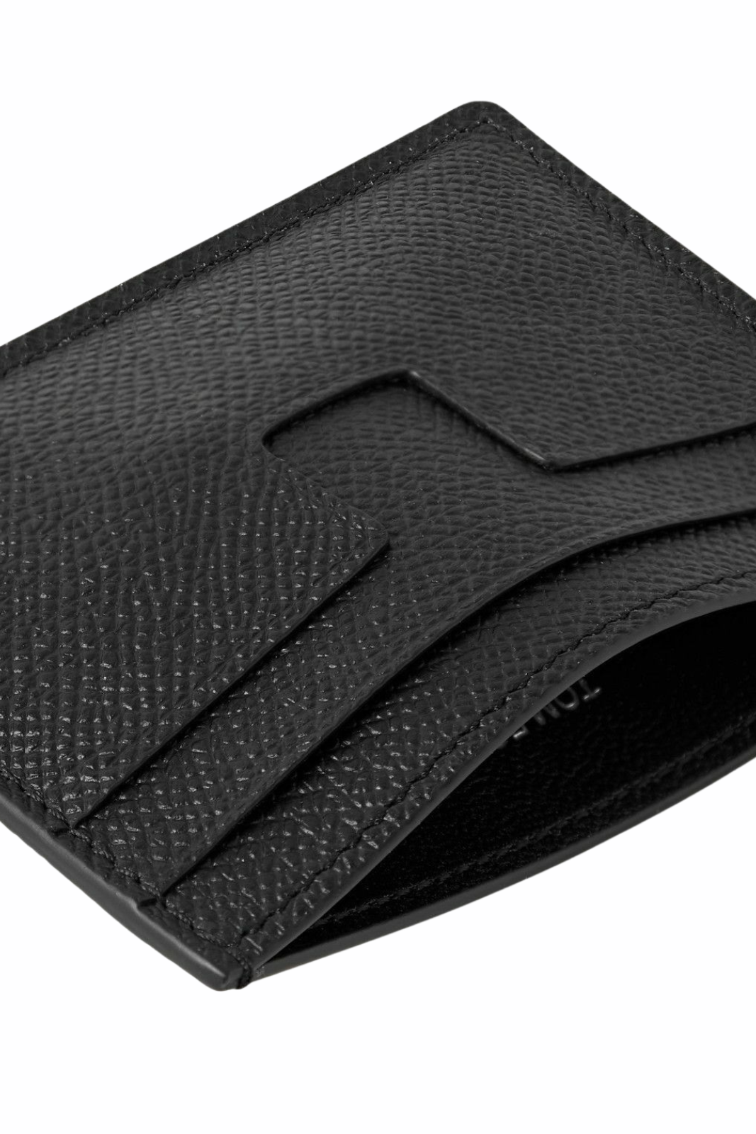 Tom Ford Full-Grain Leather Cardholder with Money Clip Black