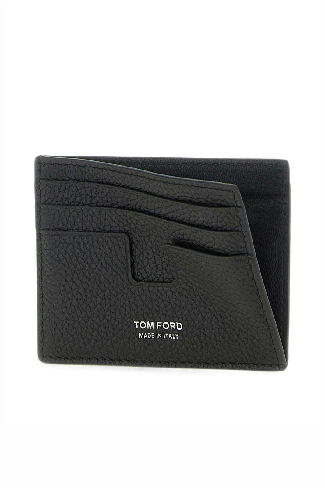 Tom Ford T Line grain leather card holder Black