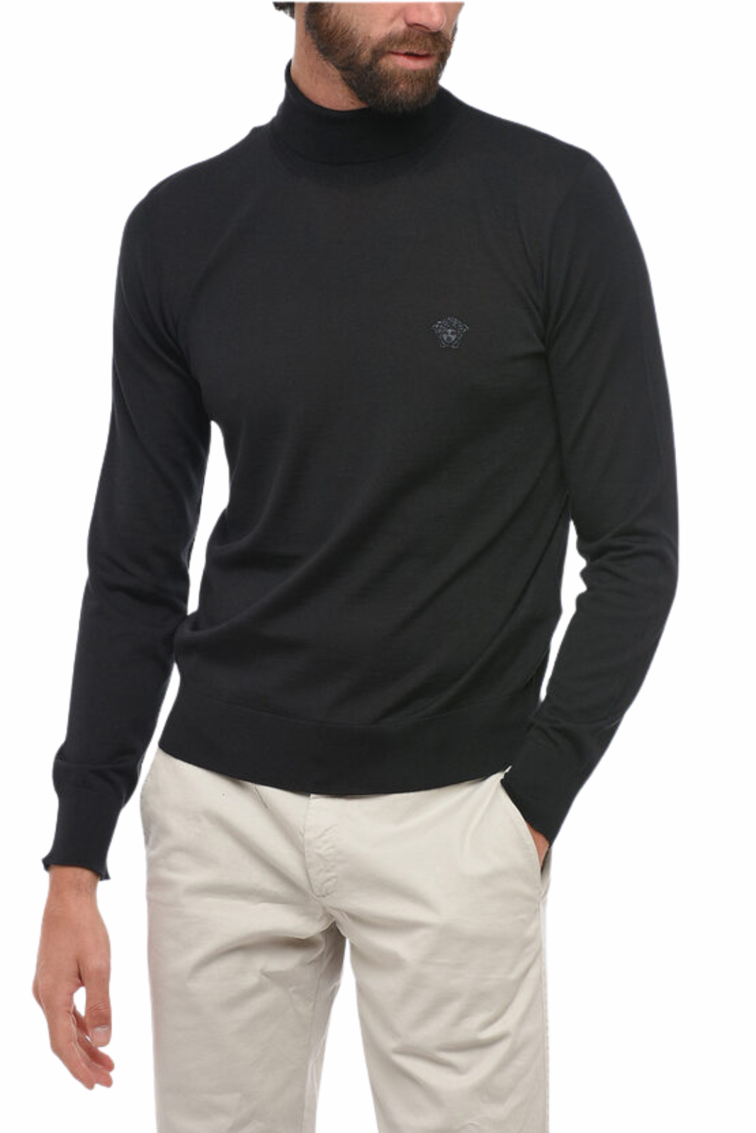 Versace Turtleneck Wool Blend Sweater with Logo