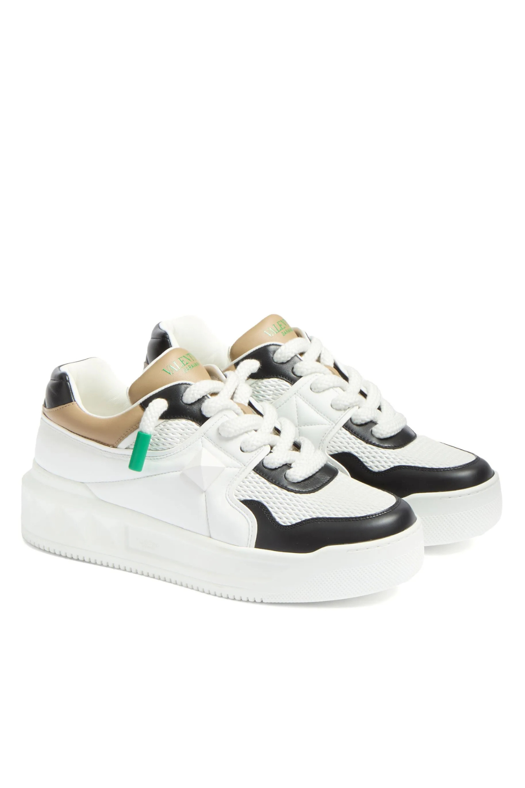 Valentino Garavani One Stud Man sneakers White Black Beige