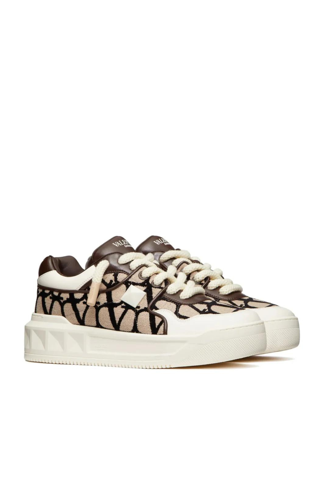 Valentino Garavani One Stud XL White/Beige Natural low-top sneakers