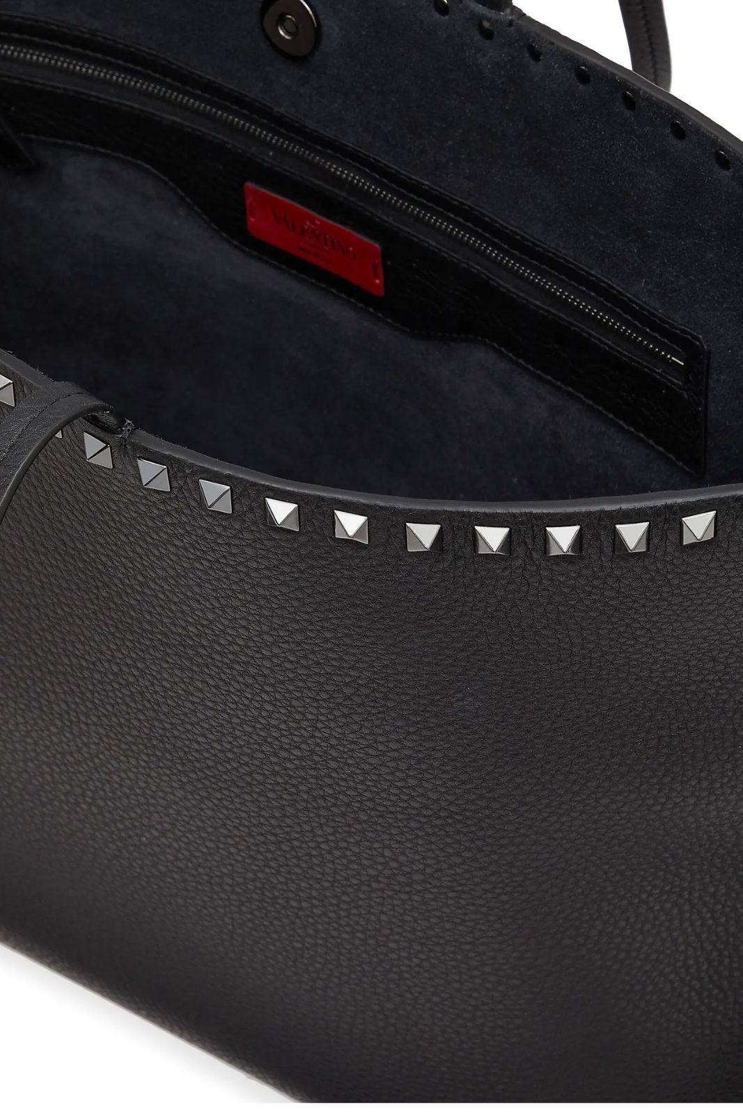 Valentino Garavani Rockstud Grainy Calfskin Tote Bag Black