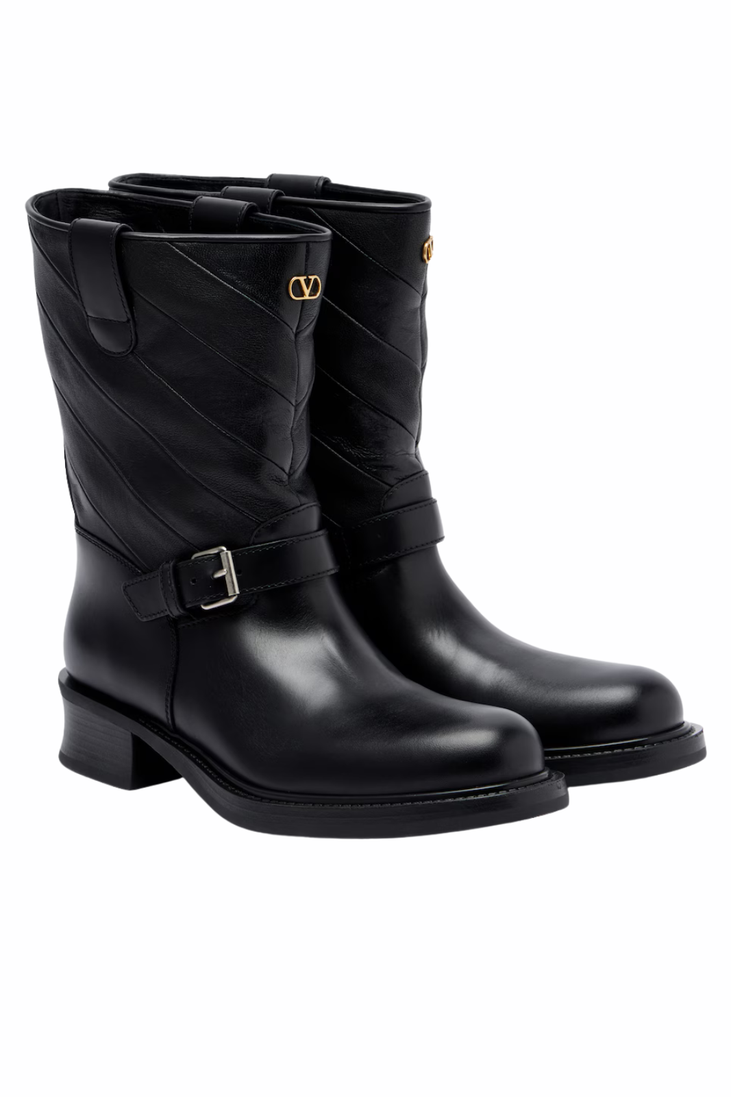 Valentino Garavani VLogo leather biker boots Black
