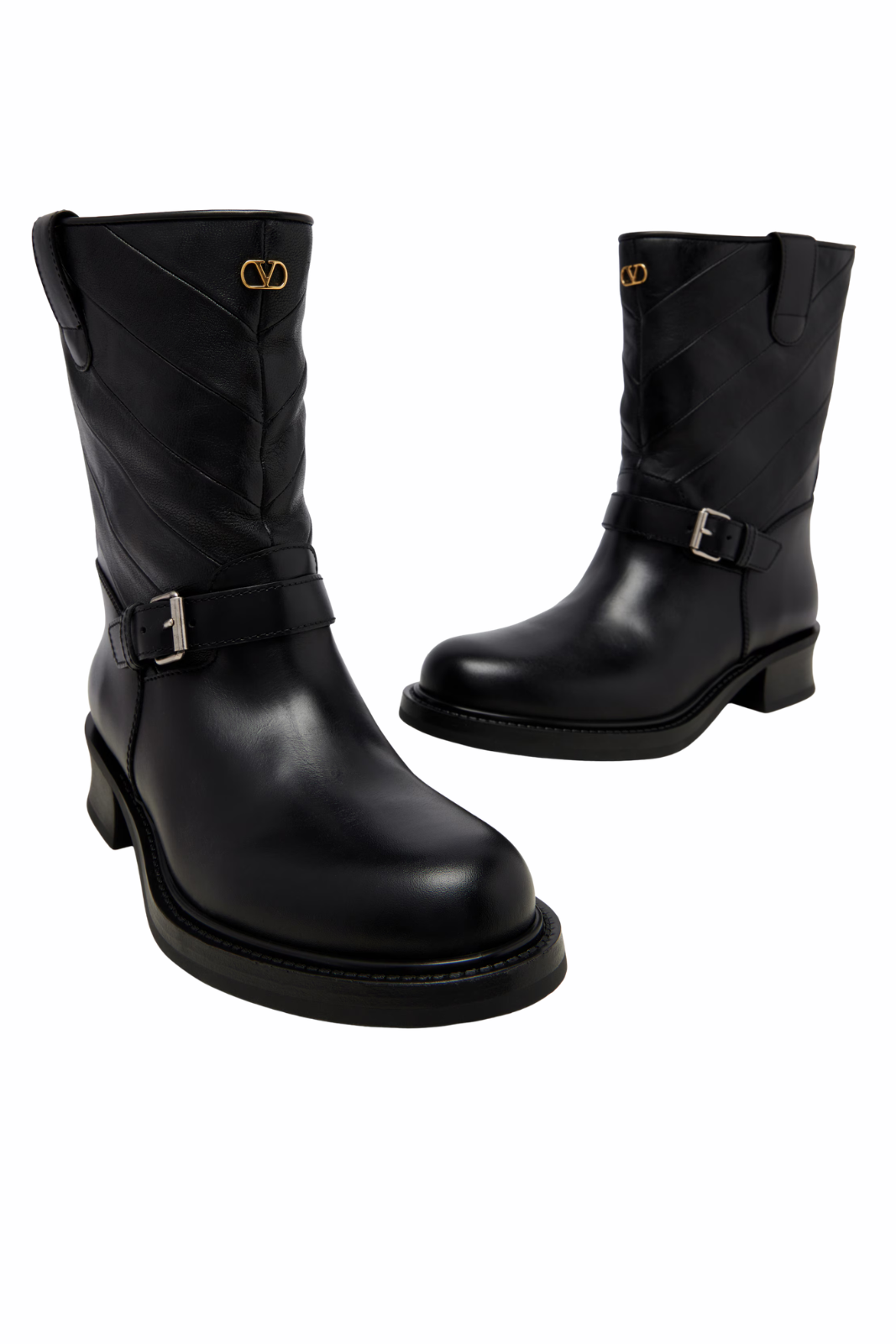 Valentino Garavani VLogo leather biker boots Black