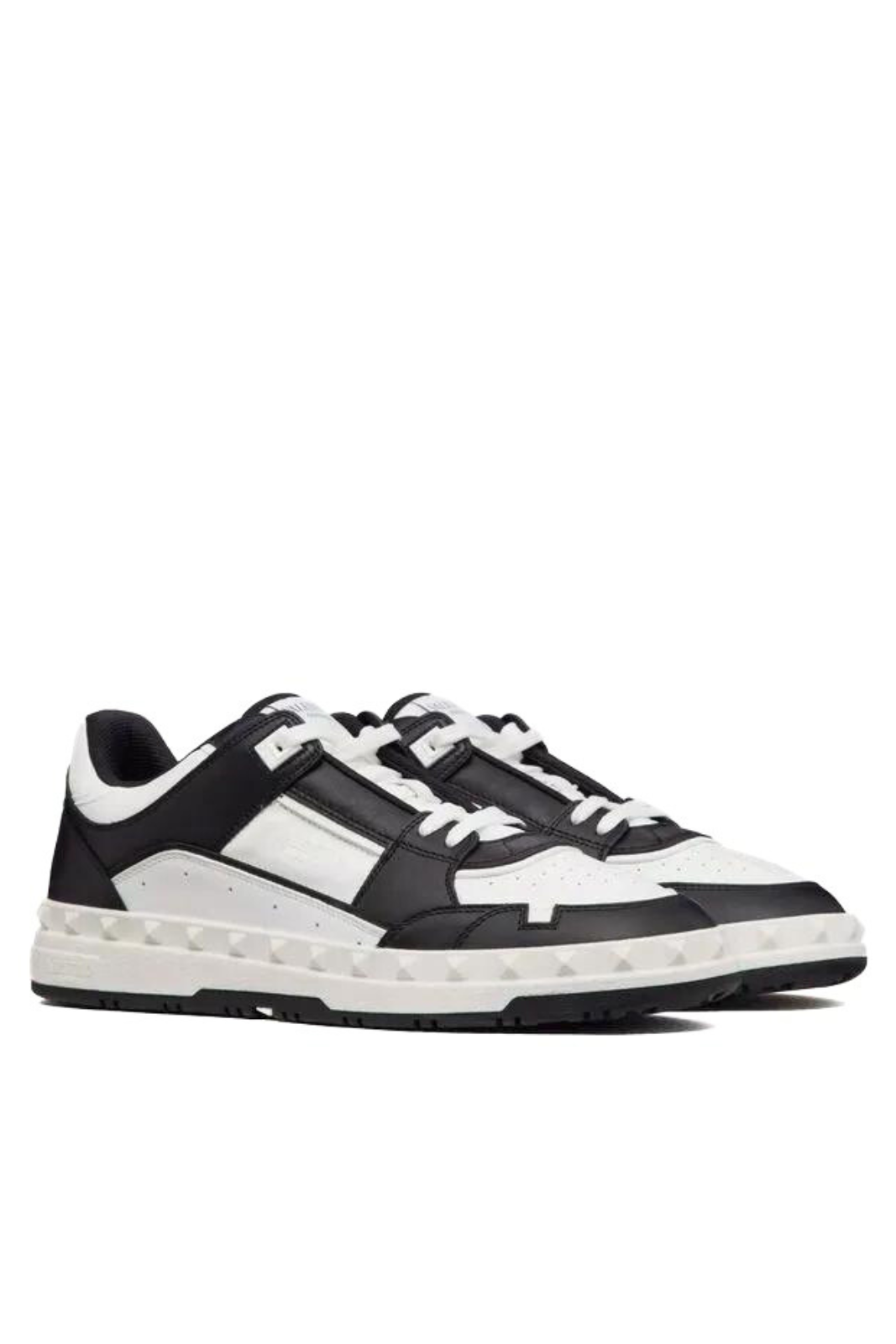 Valentino Garavani Двуцветни кожени маратонки Freedots черно-бели