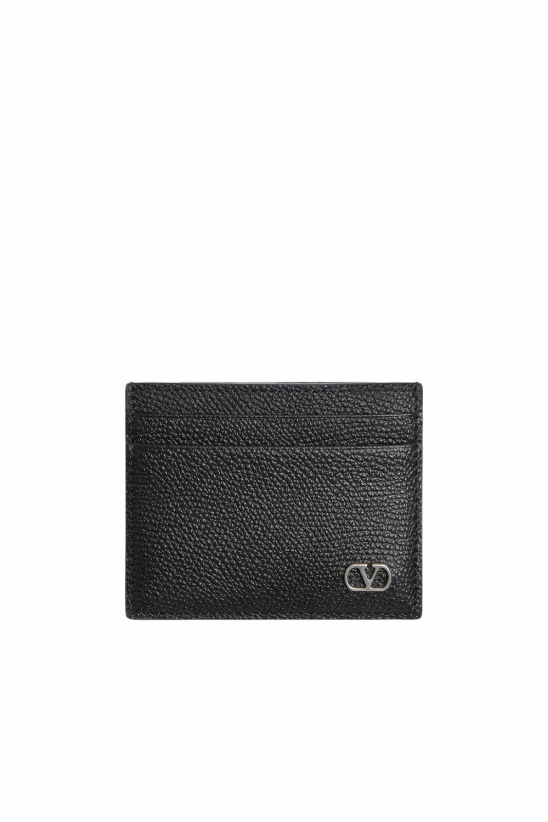 Valentino Garavani VLogo Signature Cardholder In Grainy Calfskin Black