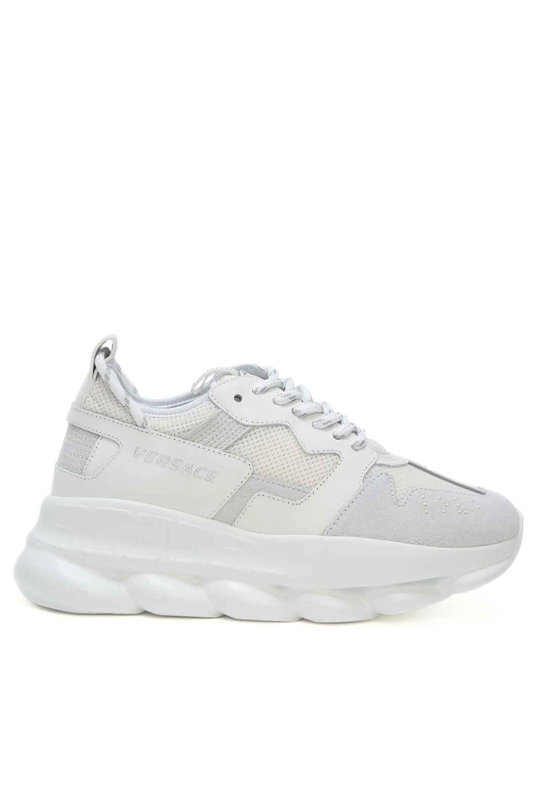 versace White sneaker with a thick sole on a white background