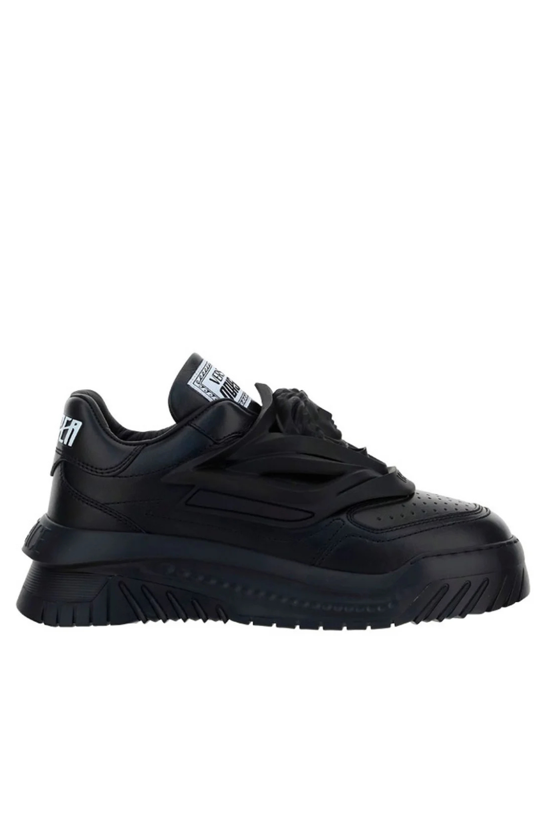 Versace Black sneaker with thick sole on a white background