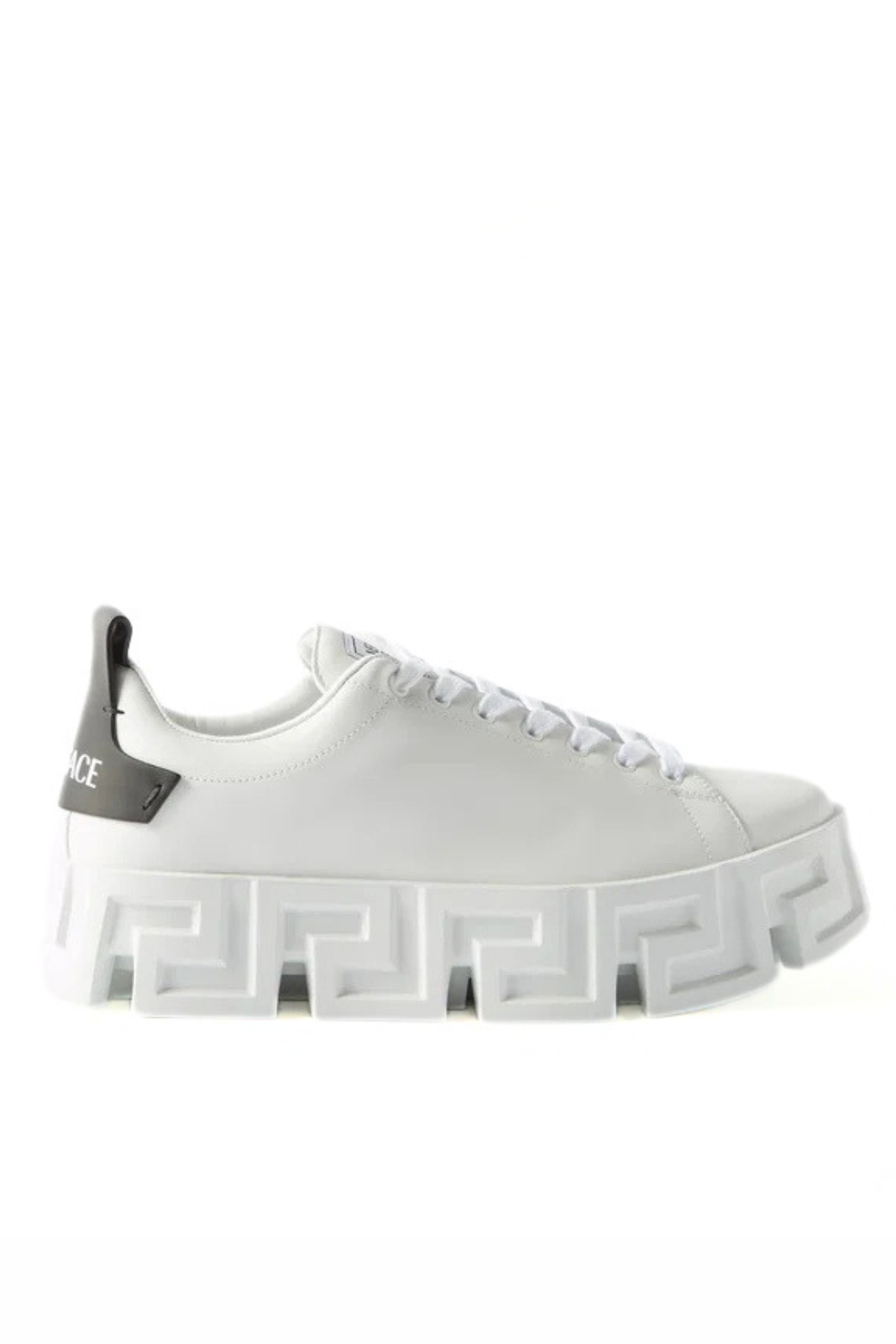 Versace Greca-Sole Leather Trainers White Grey