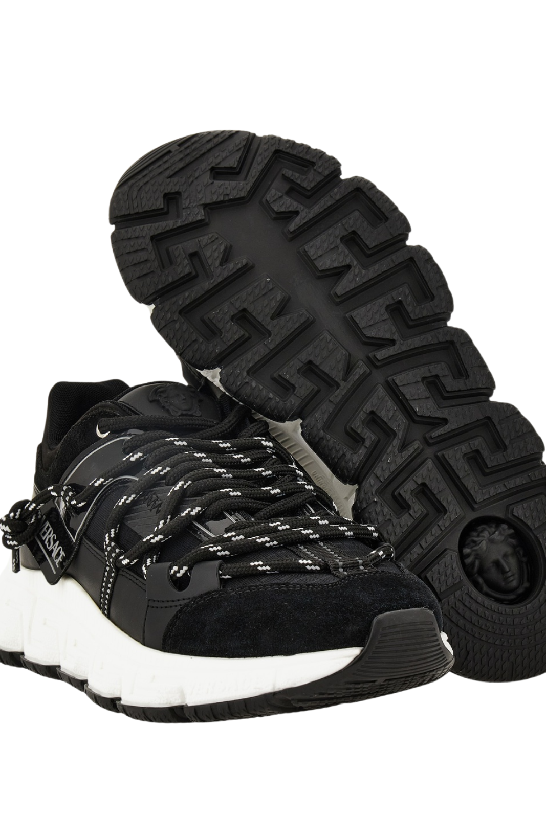 Versace Urban Hike Sneaker In Suede-Calf Leather-Fabric Black